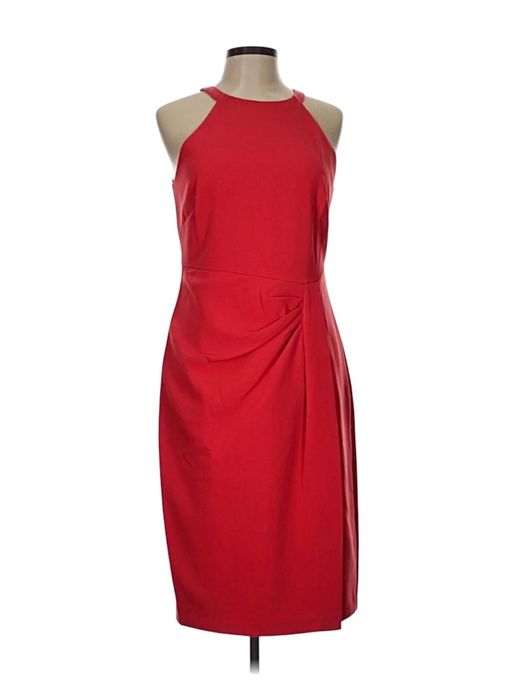 Vince Camuto Laguna Halter Side Tuck Bodycon Midi Dress Red Size 10